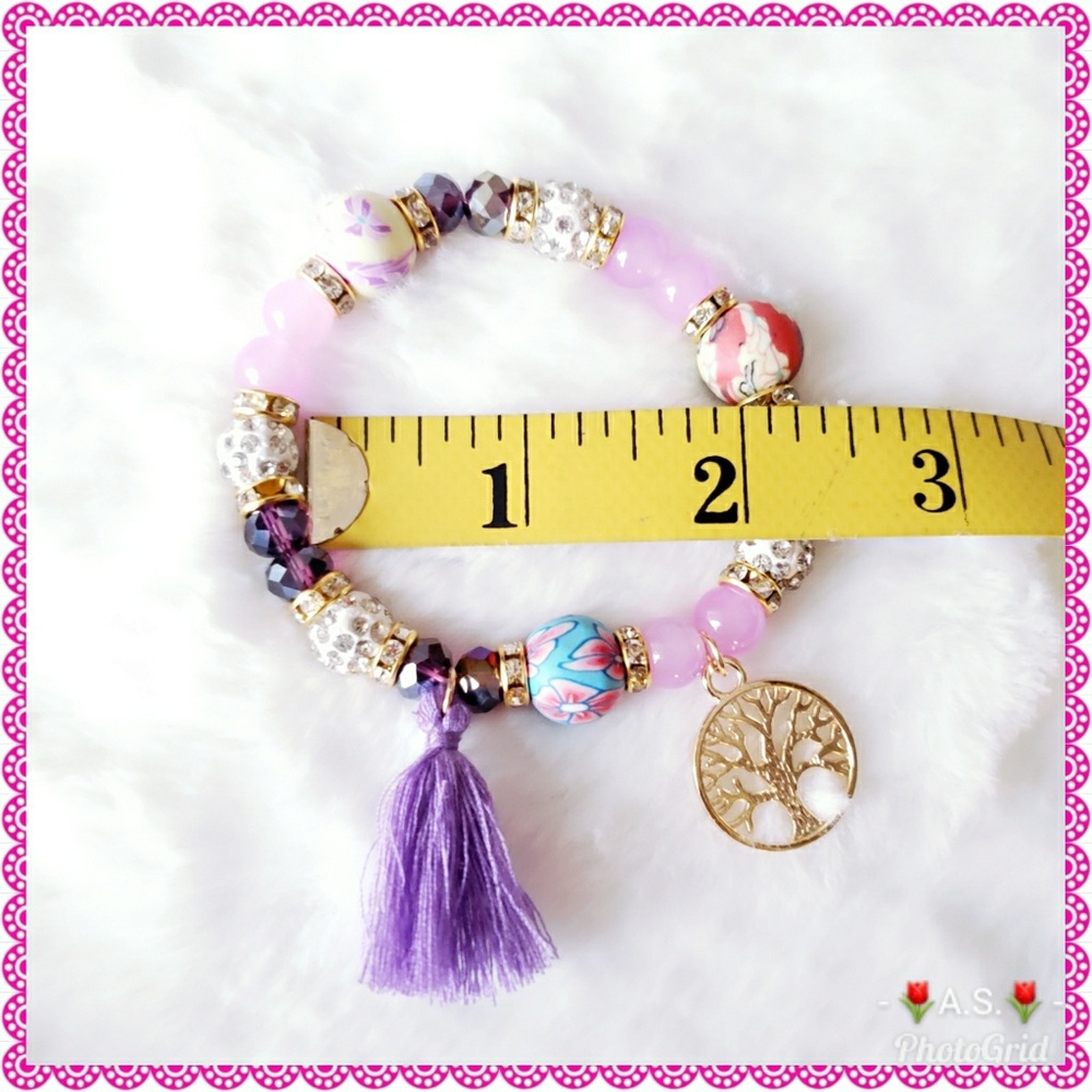 ⬇️$30 Tree of Life Bracelet Beads Purple Tassel - Picture 4 of 8